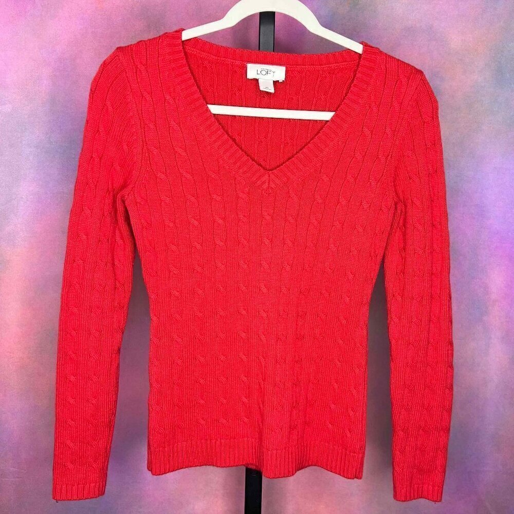 AnnTaylor LOFT Red Wool Blend Sweater, Size XS